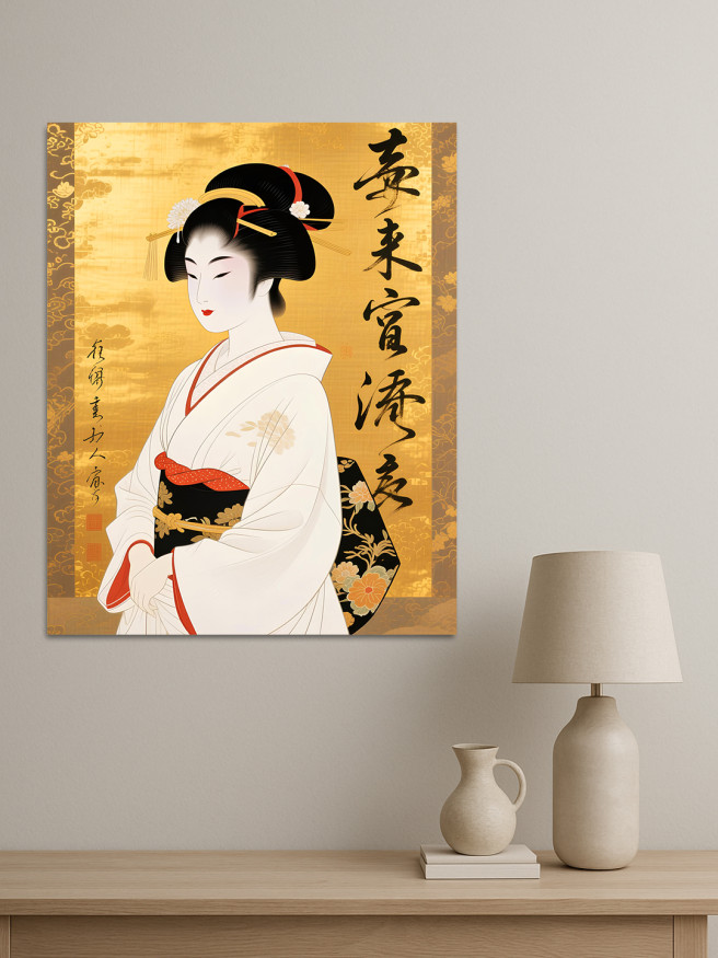 Постер на холсте &amp;quot;Гейша на золотом фоне&amp;quot;