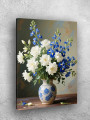 Постер на холсте &amp;quot;Букет белых и синих цветов в вазе&amp;quot;