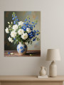 Постер на холсте &amp;quot;Букет белых и синих цветов в вазе&amp;quot;