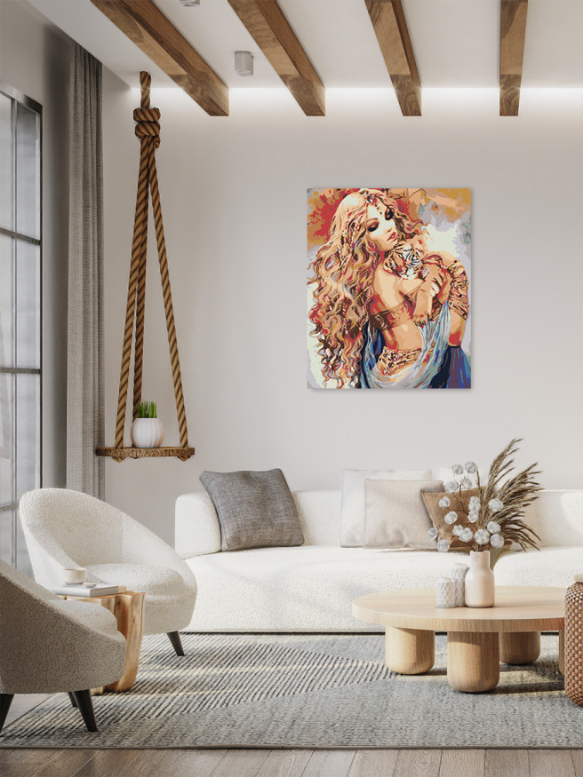 Картина по номерам &amp;quot;Девушка и тигрёнок&amp;quot;