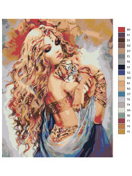 Raqamlar bo'yicha rasm "Qiz va yo'lbars bolasi"