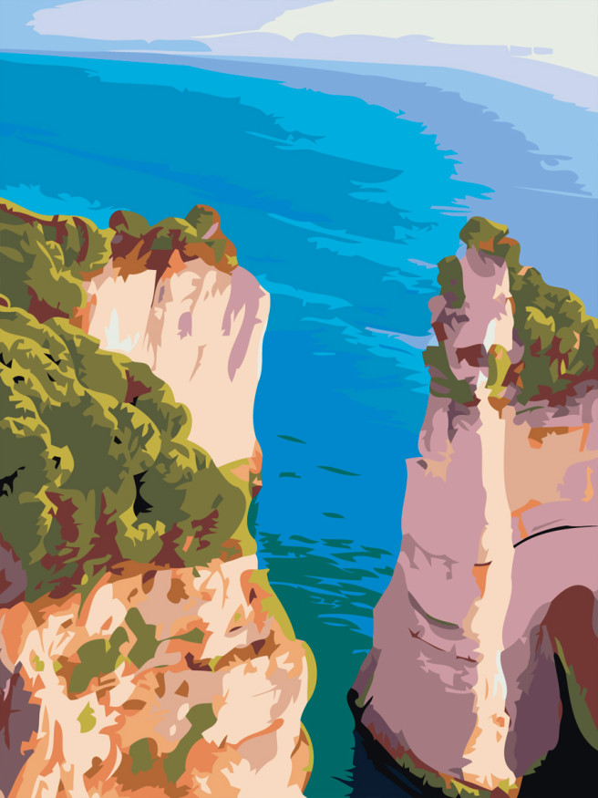 Raqamlar bo&amp;#039;yicha rasm &amp;quot;Dengiz bo&amp;#039;yidagi jarlik&amp;quot;