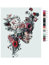Картина по номерам &amp;quot;Череп человека с цветами&amp;quot;