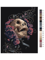 Raqamlar bo&#039;yicha rasm &quot;Gullar bilan bosh suyagi&quot;