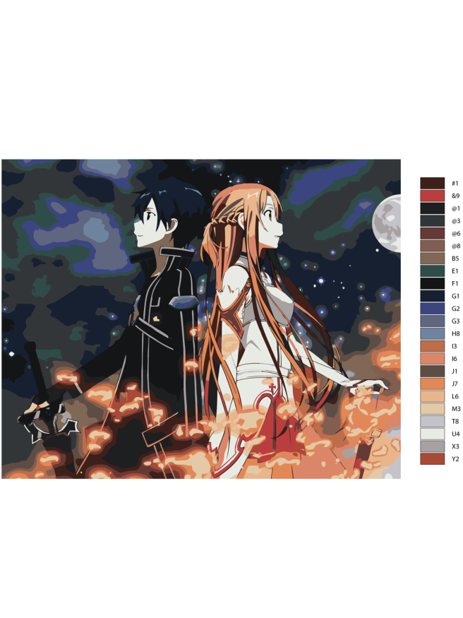 Raqamlar bo&amp;#039;yicha rasm &amp;quot;Qilich ustalari - Kirito va Asuna &amp;quot;