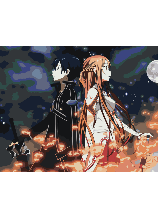 Raqamlar bo&amp;#039;yicha rasm &amp;quot;Qilich ustalari - Kirito va Asuna &amp;quot;