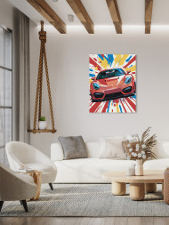 Raqamlar bo&#039;yicha rasm &quot;Qizil mashina&quot;