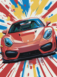 Raqamlar bo&#039;yicha rasm &quot;Qizil mashina&quot;