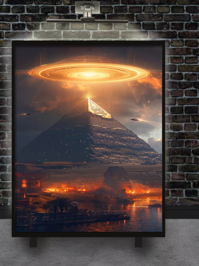 Постер на холсте &amp;quot;Пирамида под светом инопланетян&amp;quot;