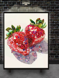 Постер на холсте &amp;quot;Мозаичная клубника&amp;quot;
