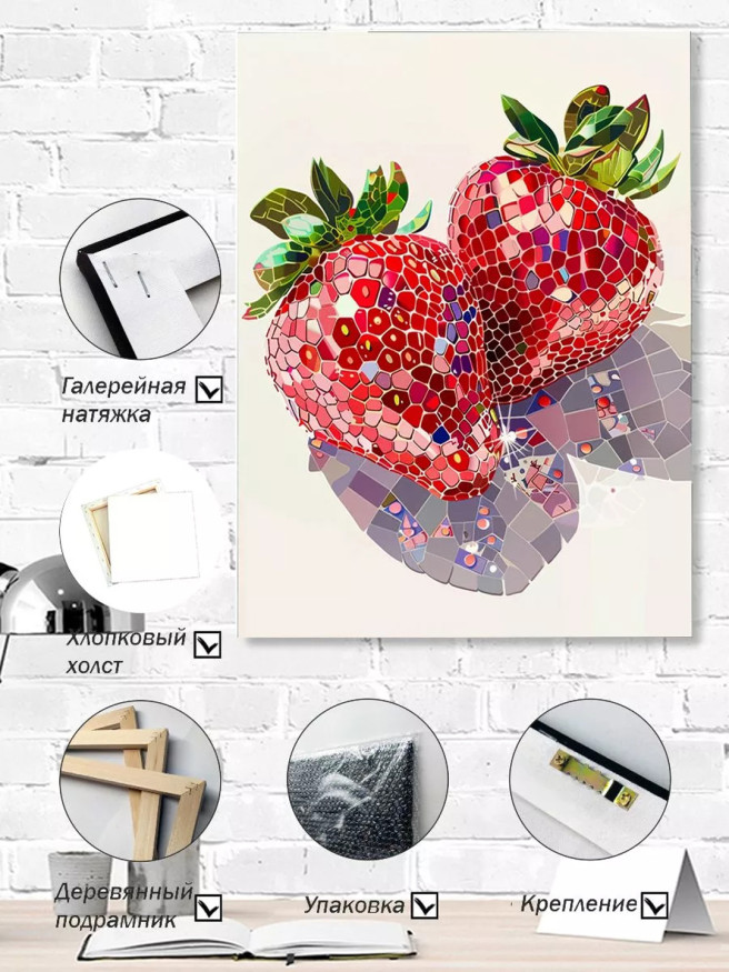Постер на холсте &amp;quot;Мозаичная клубника&amp;quot;