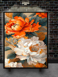 Holstga bosilgan poster &quot;Naqshdagi fantaziya pionlari&quot;