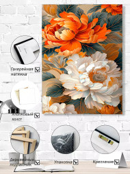 Holstga bosilgan poster &quot;Naqshdagi fantaziya pionlari&quot;