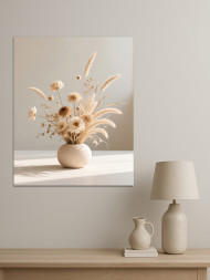 Постер на холсте &amp;quot;Букет сухоцветов в бежевых тонах&amp;quot;