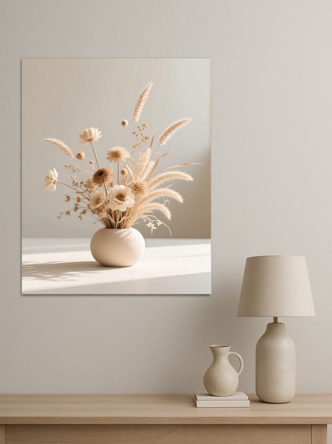 Постер на холсте &amp;quot;Букет сухоцветов в бежевых тонах&amp;quot;
