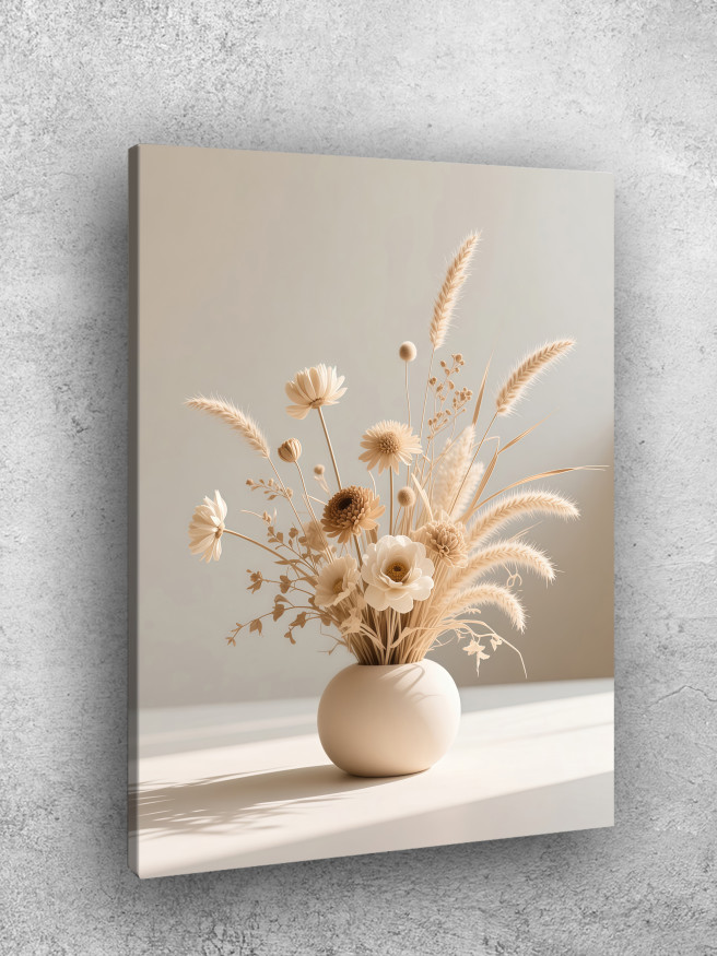 Постер на холсте &amp;quot;Букет сухоцветов в бежевых тонах&amp;quot;