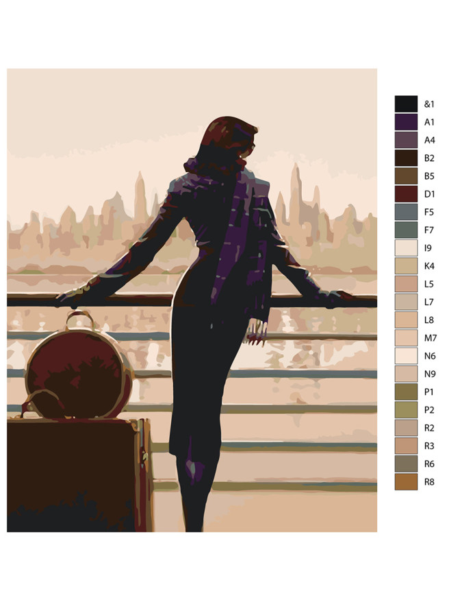 Картина по номерам &amp;quot;Леди с чемоданами&amp;quot;