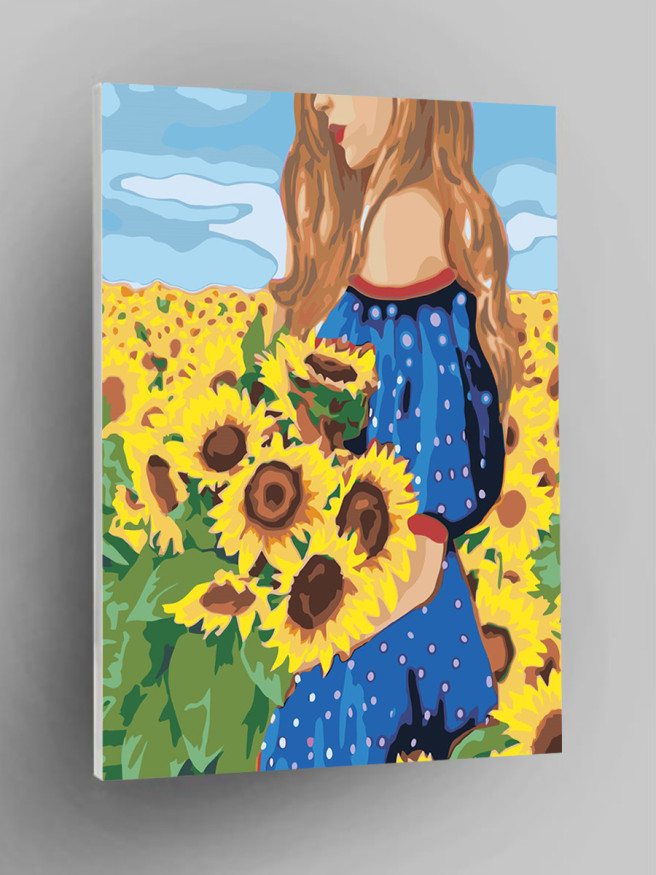 Картина по номерам &amp;quot;Девушка с подсолнухами&amp;quot;