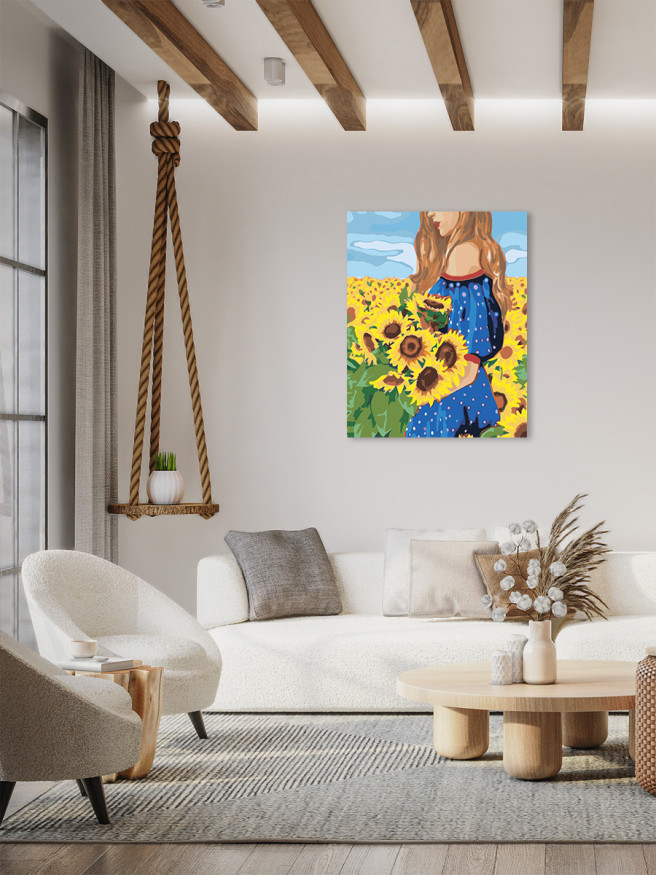 Картина по номерам &amp;quot;Девушка с подсолнухами&amp;quot;