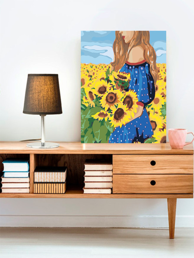 Картина по номерам &amp;quot;Девушка с подсолнухами&amp;quot;