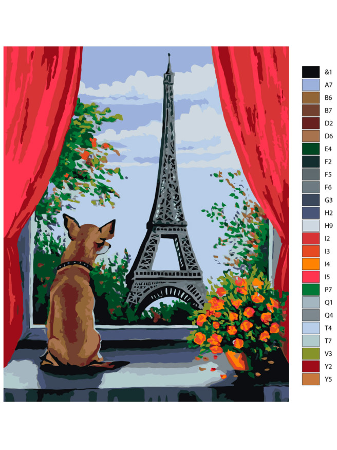 Raqamlar bo&amp;#039;yicha rasm &amp;quot;Kuchuk va Eyfel minorasi&amp;quot;