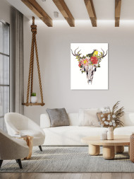 Картина по номерам &amp;quot;Череп животного с цветами&amp;quot;