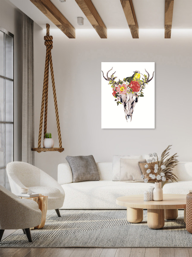 Raqamlar bo&amp;#039;yicha rasm &amp;quot;Hayvonlarning bosh suyagi gullar bilan&amp;quot;