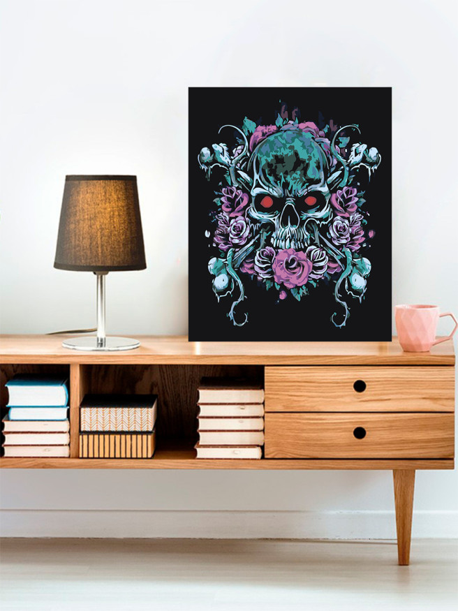 Raqamlar bo&amp;#039;yicha rasm &amp;quot;Gullar bilan bosh suyagi&amp;quot;