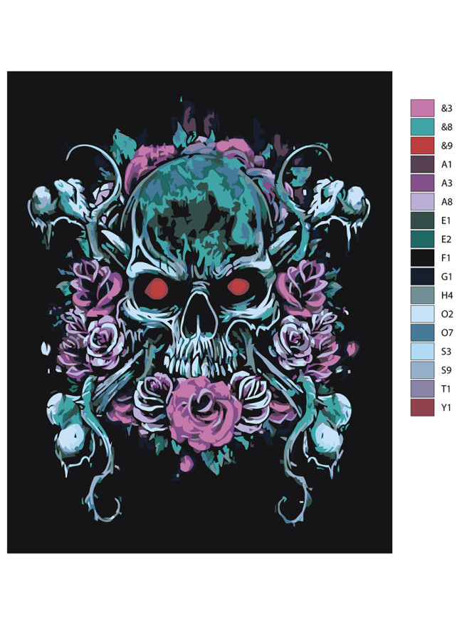 Raqamlar bo&amp;#039;yicha rasm &amp;quot;Gullar bilan bosh suyagi&amp;quot;