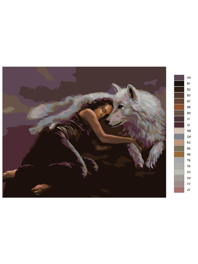 Картина по номерам &amp;quot;Девушка с волком&amp;quot;