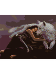 Картина по номерам &amp;quot;Девушка с волком&amp;quot;