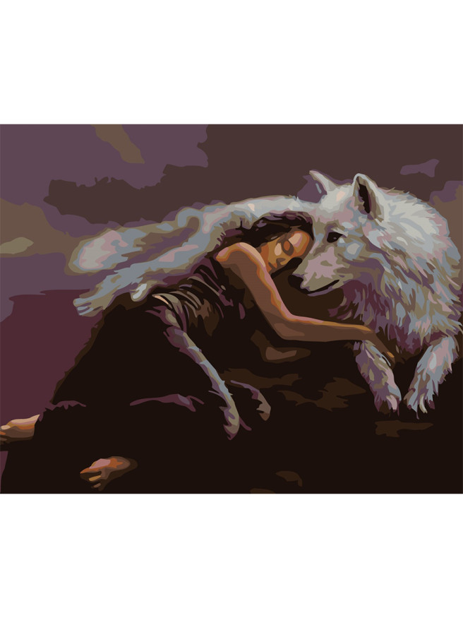 Картина по номерам &amp;quot;Девушка с волком&amp;quot;
