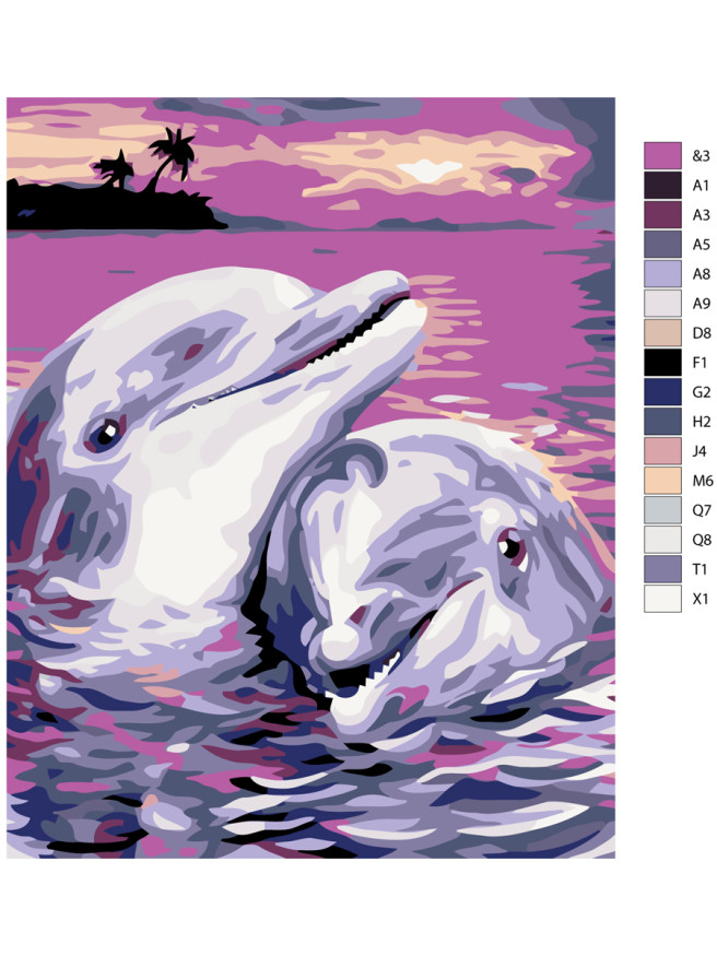 Raqamlar bo&amp;#039;yicha rasm &amp;quot;Delfinlar juftligi&amp;quot;