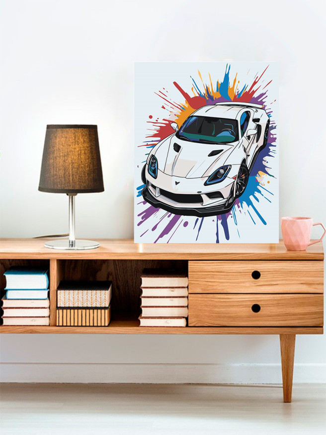 Raqamlar bo&amp;#039;yicha rasm &amp;quot;Oq poyga mashinasi&amp;quot;