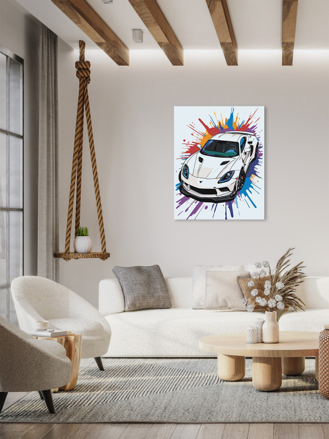 Raqamlar bo&amp;#039;yicha rasm &amp;quot;Oq poyga mashinasi&amp;quot;