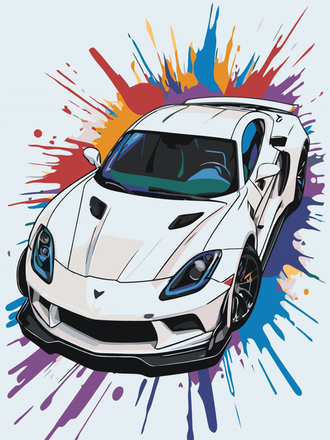 Raqamlar bo&amp;#039;yicha rasm &amp;quot;Oq poyga mashinasi&amp;quot;