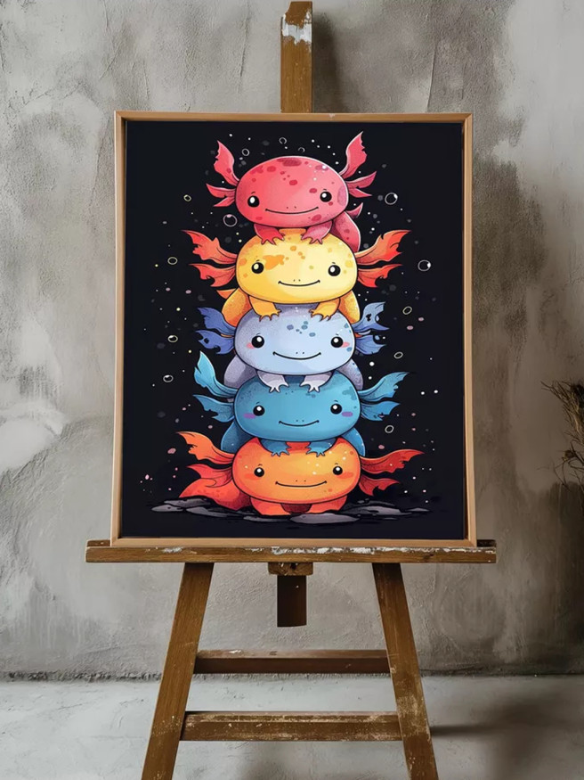 Holstga bosilgan poster &amp;quot;Aksolotllar minorasi&amp;quot;