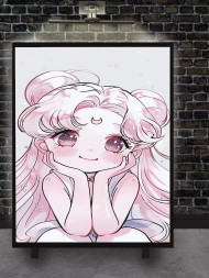 Holstga bosilgan poster "Oyli anime qizaloq"