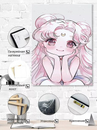 Holstga bosilgan poster "Oyli anime qizaloq"