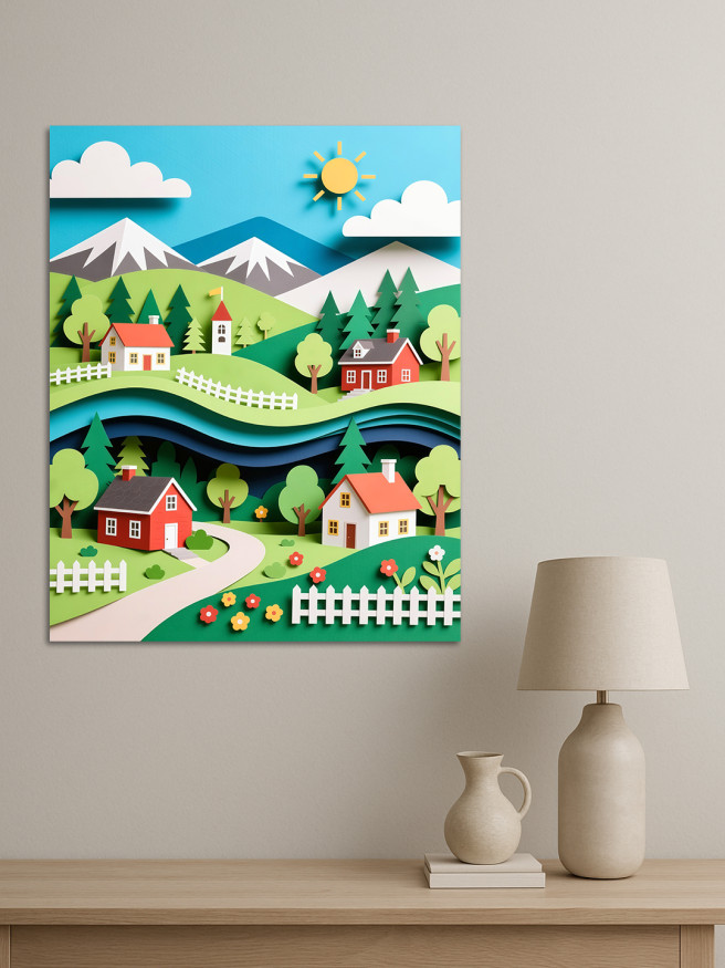 Постер на холсте &amp;quot;Горная деревня летом&amp;quot;