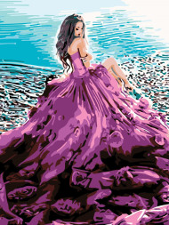 Картина по номерам &amp;quot;Девушка в малиновом платье&amp;quot;