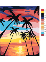 Raqamlar bo&#039;yicha rasm &quot;Dengiz bo&#039;yidagi palmalar&quot;