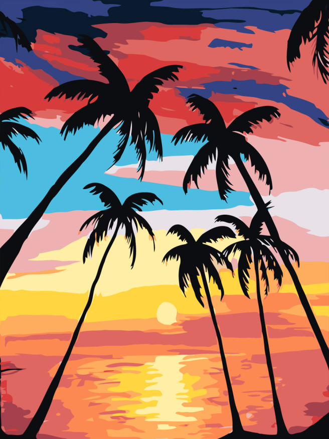 Raqamlar bo&amp;#039;yicha rasm &amp;quot;Dengiz bo&amp;#039;yidagi palmalar&amp;quot;