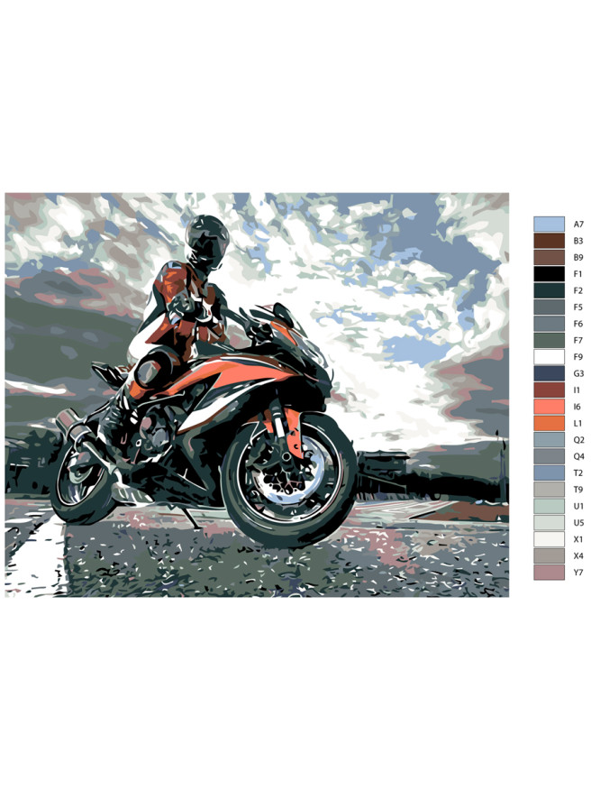 Raqamlar bo&amp;#039;yicha rasm &amp;quot;Motosiklchi&amp;quot;