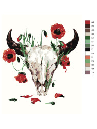 Картина по номерам &amp;quot;Рогатый череп в цветах&amp;quot;