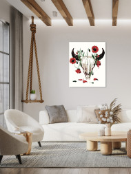 Картина по номерам &amp;quot;Рогатый череп в цветах&amp;quot;