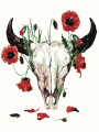 Картина по номерам &amp;quot;Рогатый череп в цветах&amp;quot;