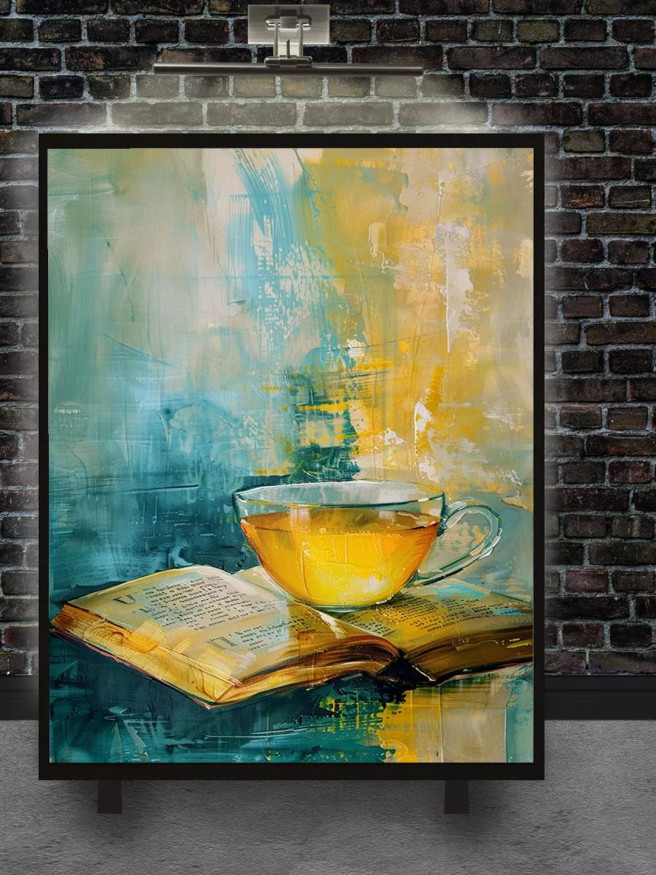 Постер на холсте &amp;quot;Чашка чая на страницах&amp;quot;