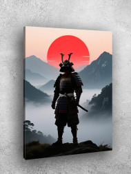 Постер на холсте &amp;quot;Самурай на фоне восхода солнца&amp;quot;