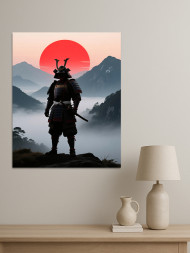 Постер на холсте &amp;quot;Самурай на фоне восхода солнца&amp;quot;